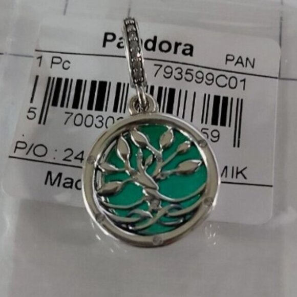 PANDORA Sterling Silver Glow-in-the-dark Infinity Tree Double Dangle 793599C01 - Picture 8 of 15